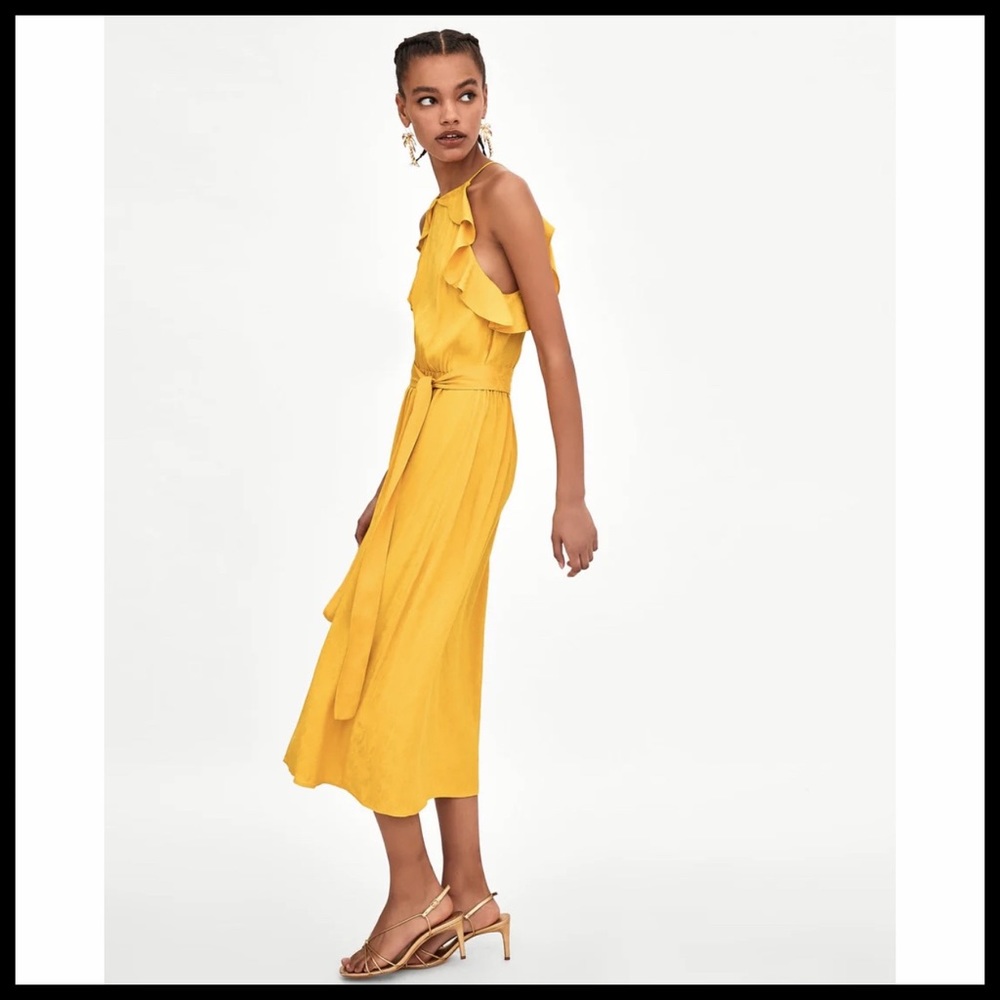 {Zara} Jacquard Ruffle Midi Dress